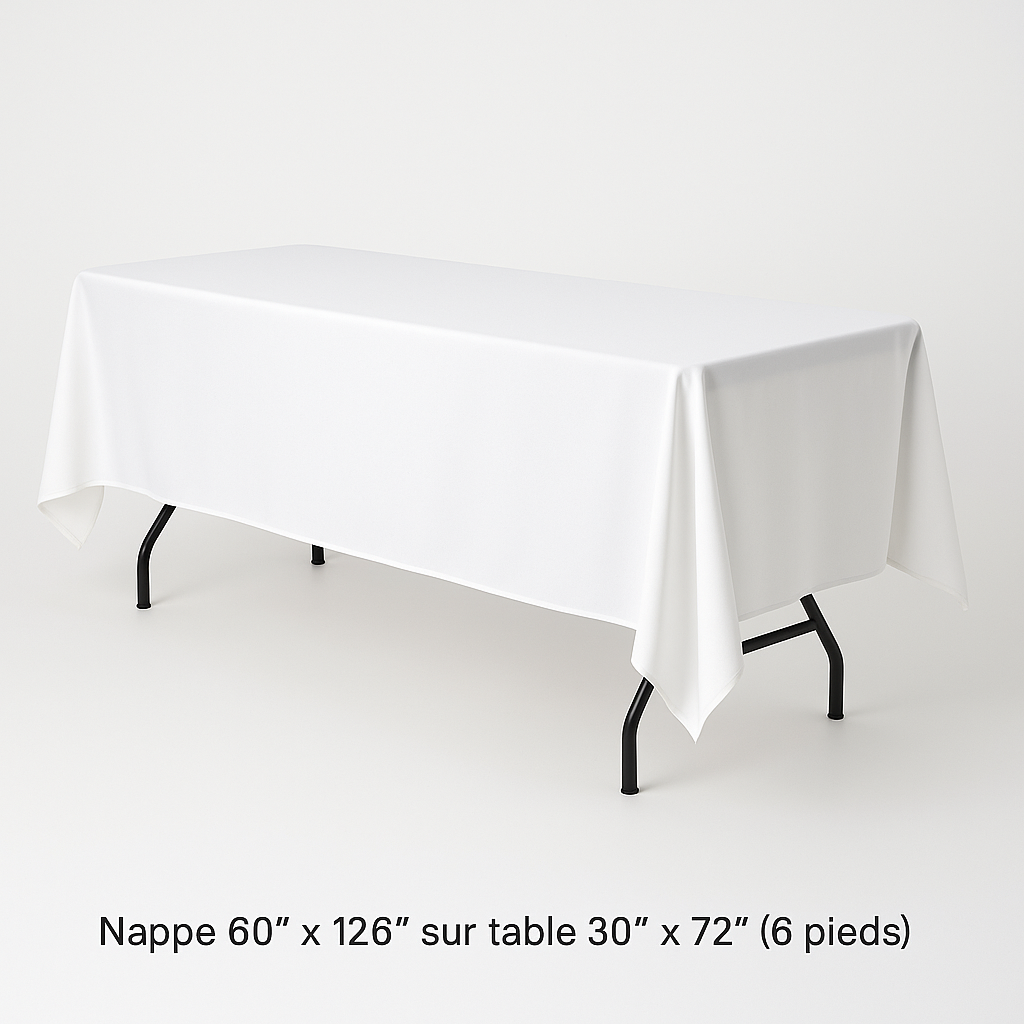 Nappe blanche 60'' x 126''