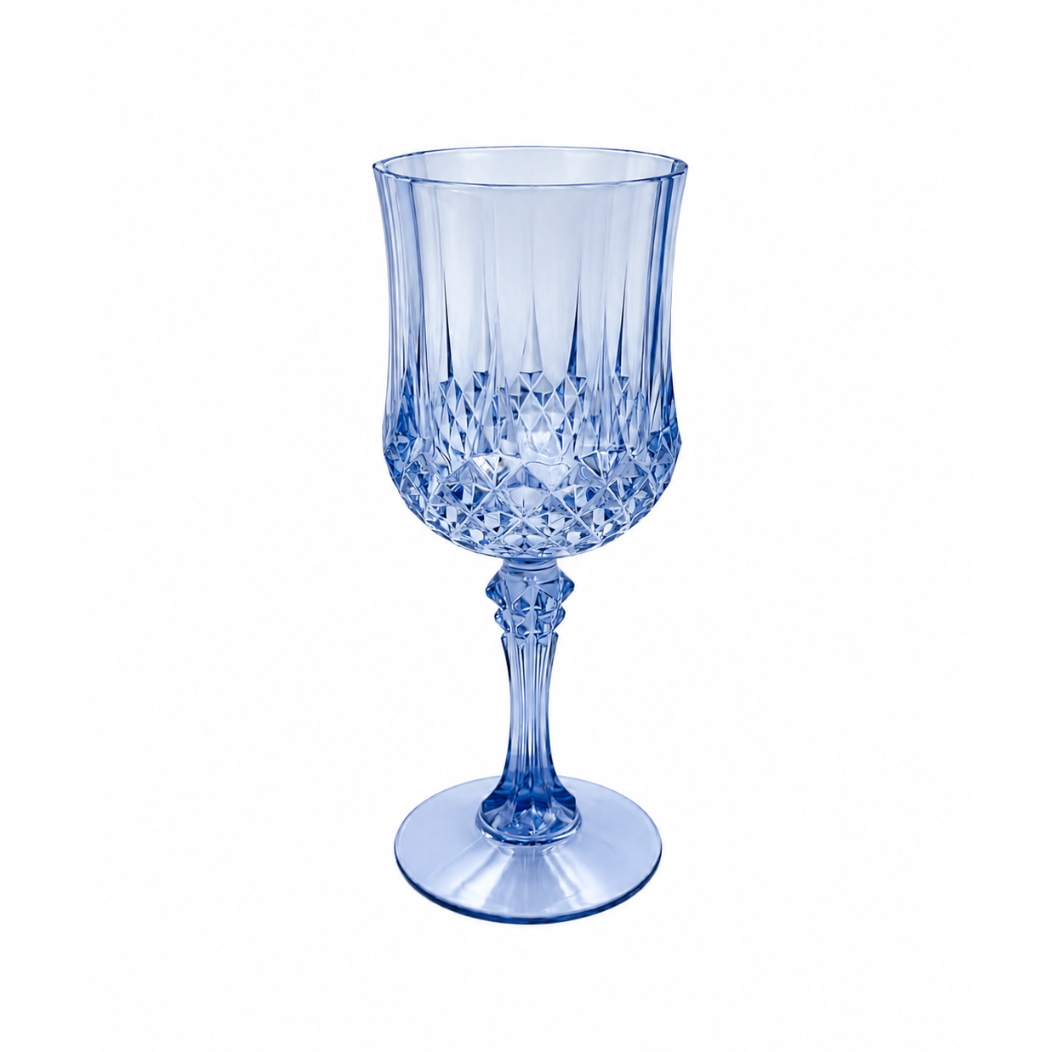 Verre à vin bleu en plastique